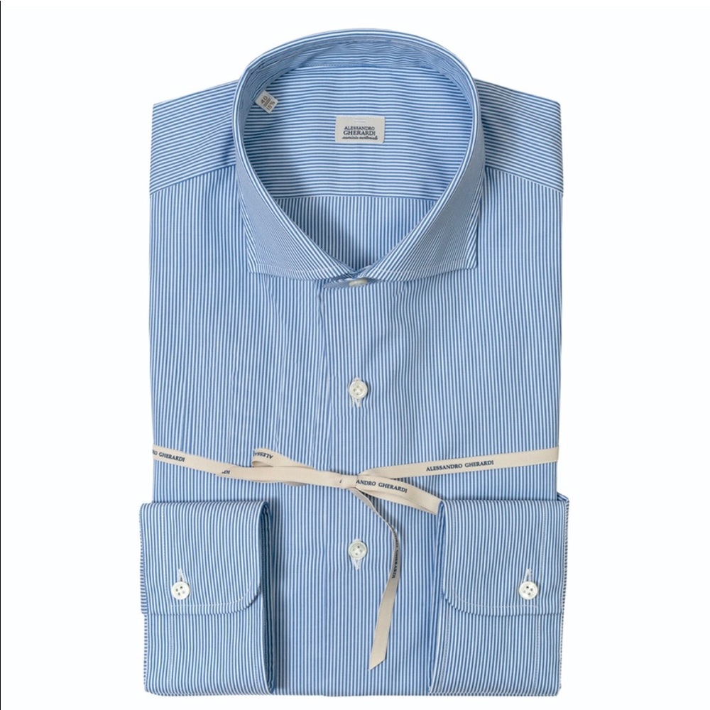 ALESSANDRO GHERARDI BLUE STRIPED POPLIN SHIRT